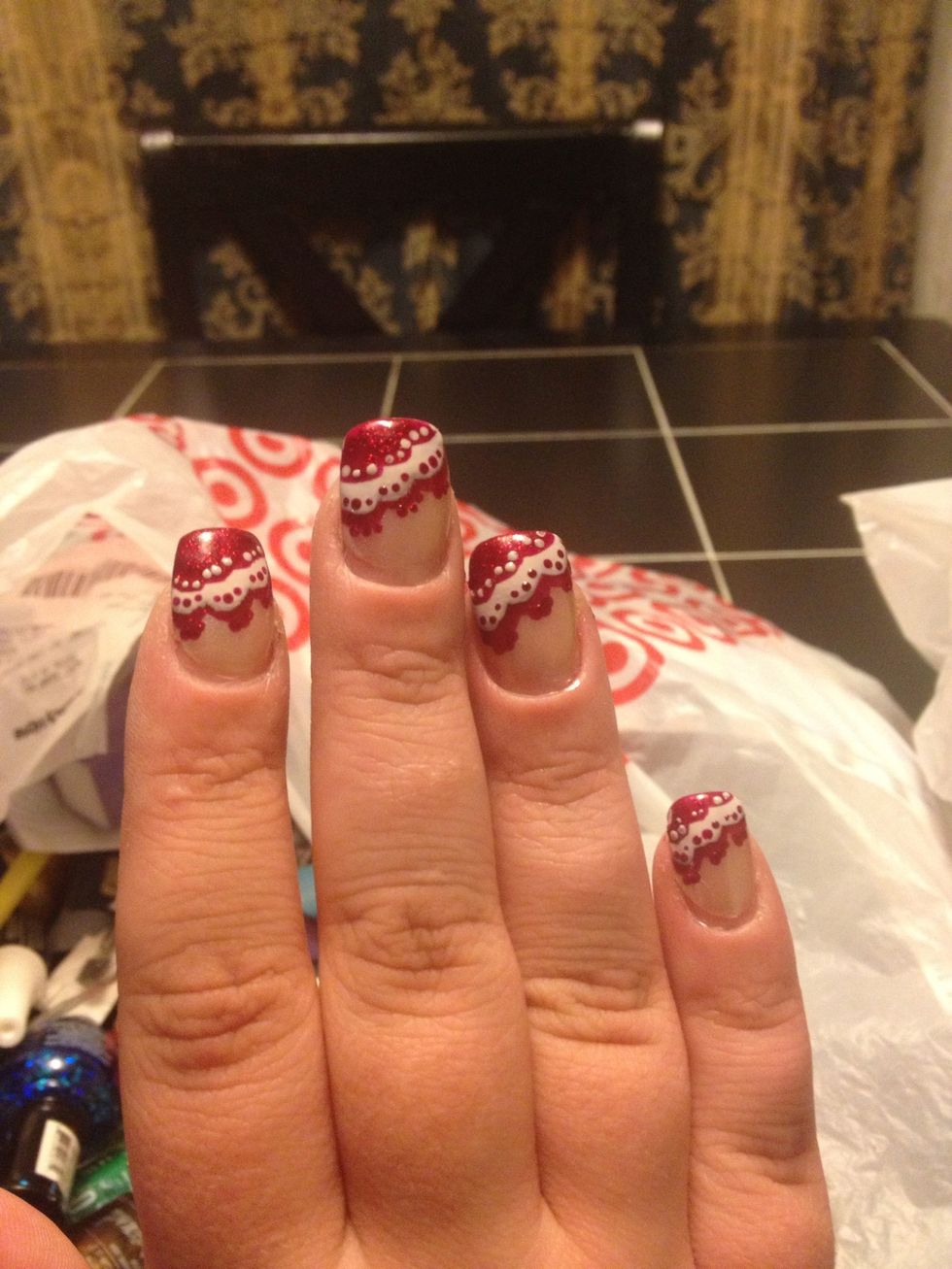 Create small white dots within the red to give that sheer lace look.