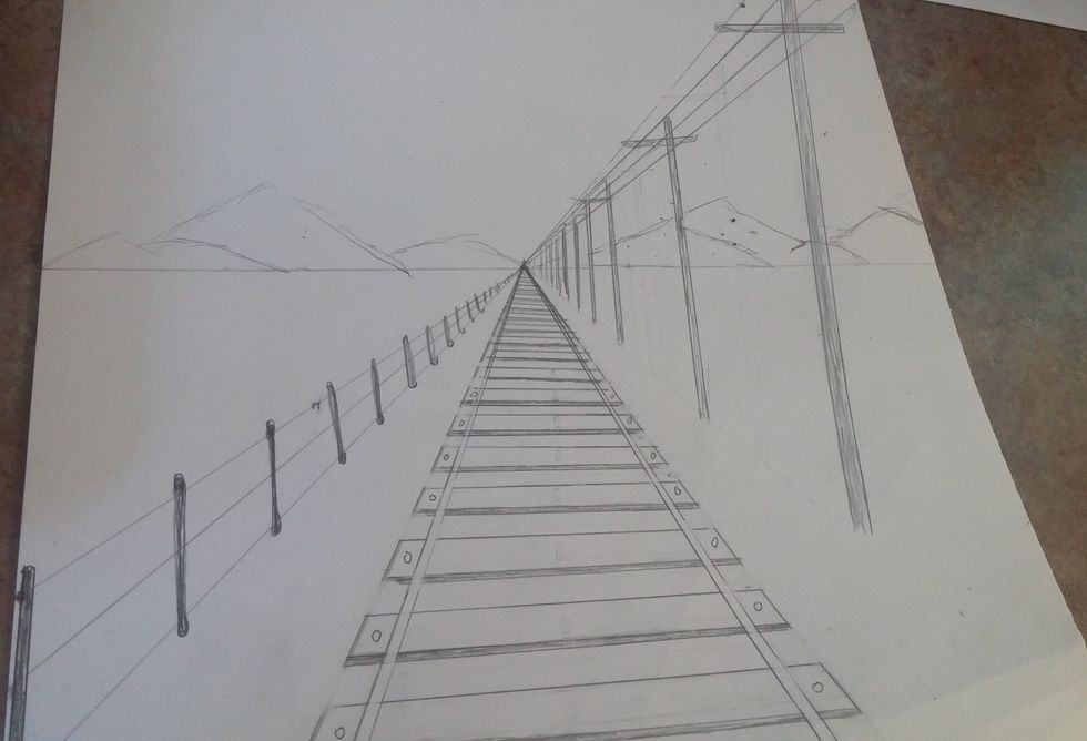 How to draw a 1-point perspective railroad - B+C Guides