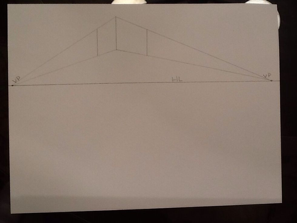 Create the sides of you box using 2 parallel vertical lines
