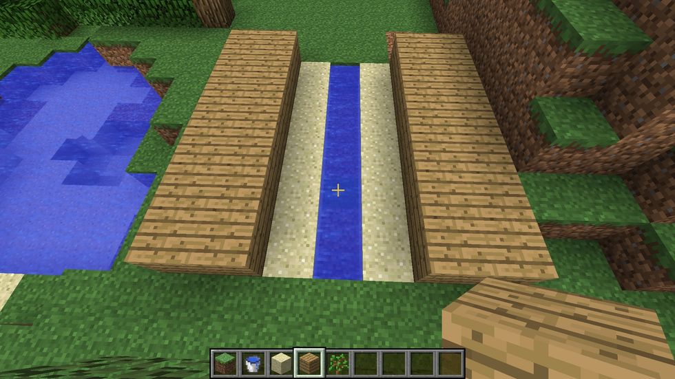 Create the wooden planks shown in the picture. I messed up on this picture and instead of the wooden planks being a 2 x 7 it should actually be a 3 x 7.