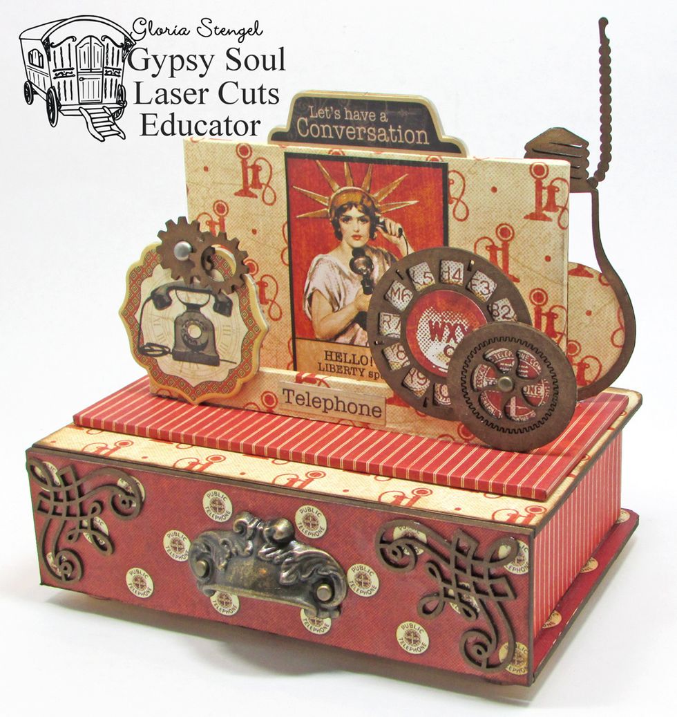 Create this one-of-a-kind phone charging station using Gypsy Soul Laser Cuts (GSL) chipboard and Graphic 45 (G45) papers.