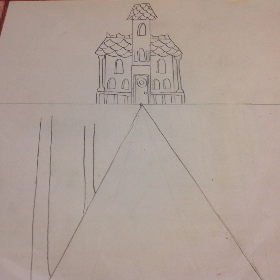 Create two more vertical lines (these should be shorter than the first two).