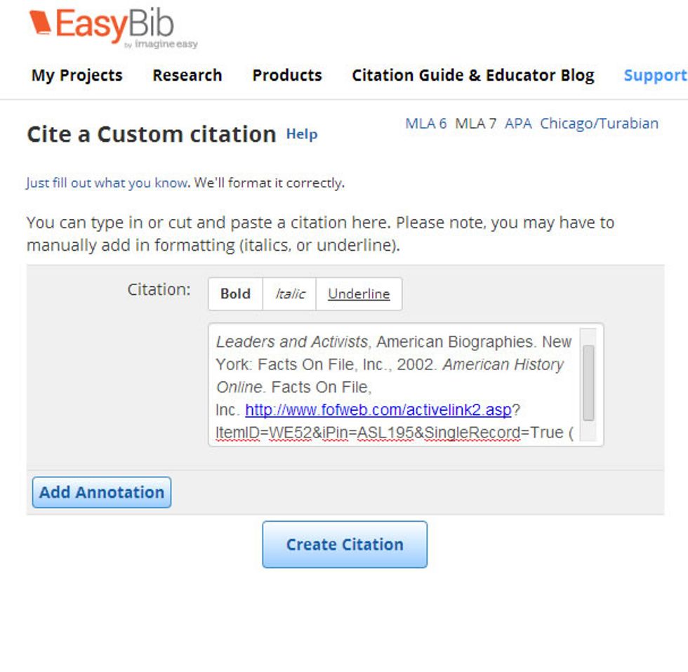 Create your citation!