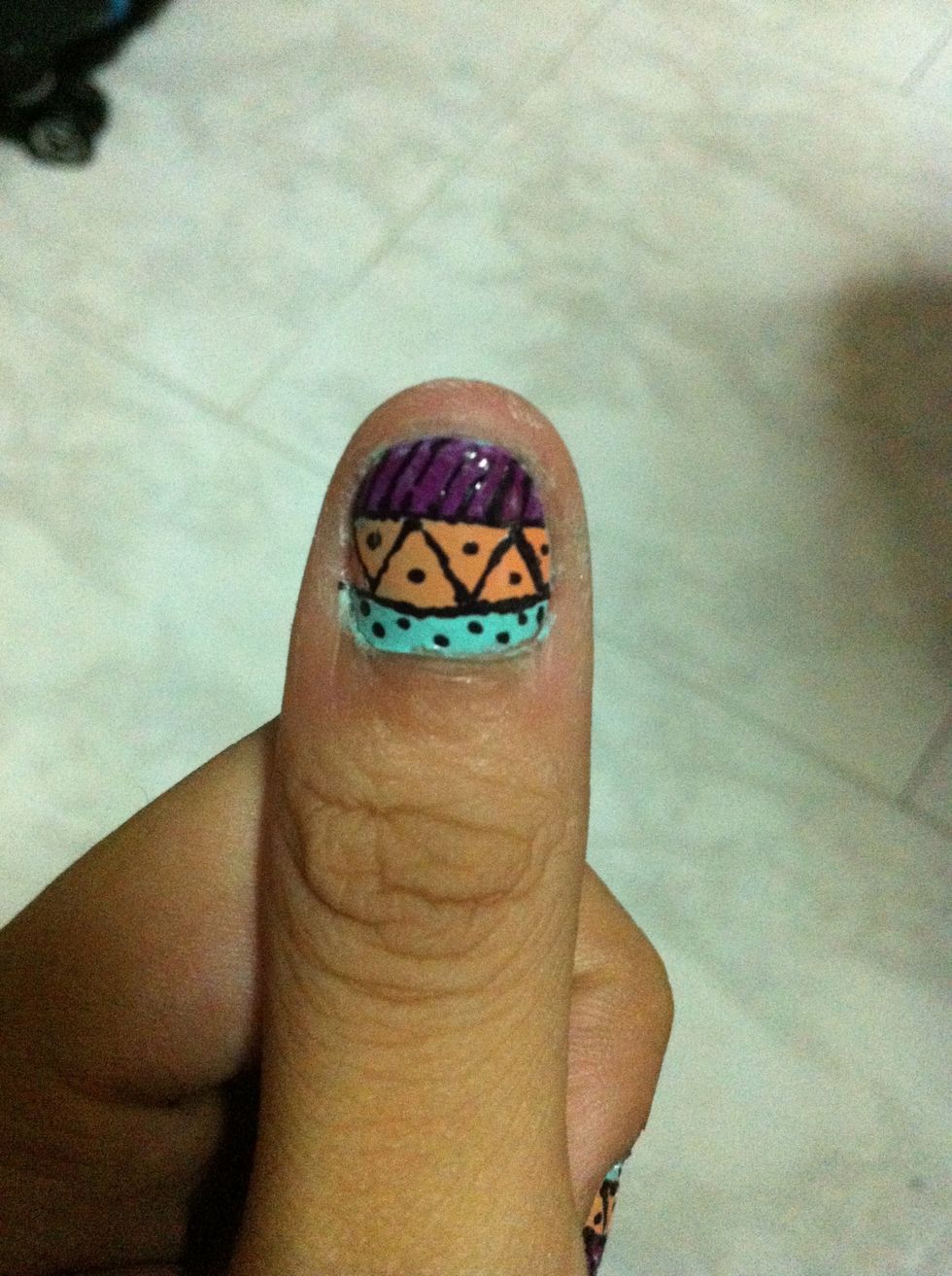 Create your desired patterns with your black nail art pen and you're done ! \ud83d\ude00