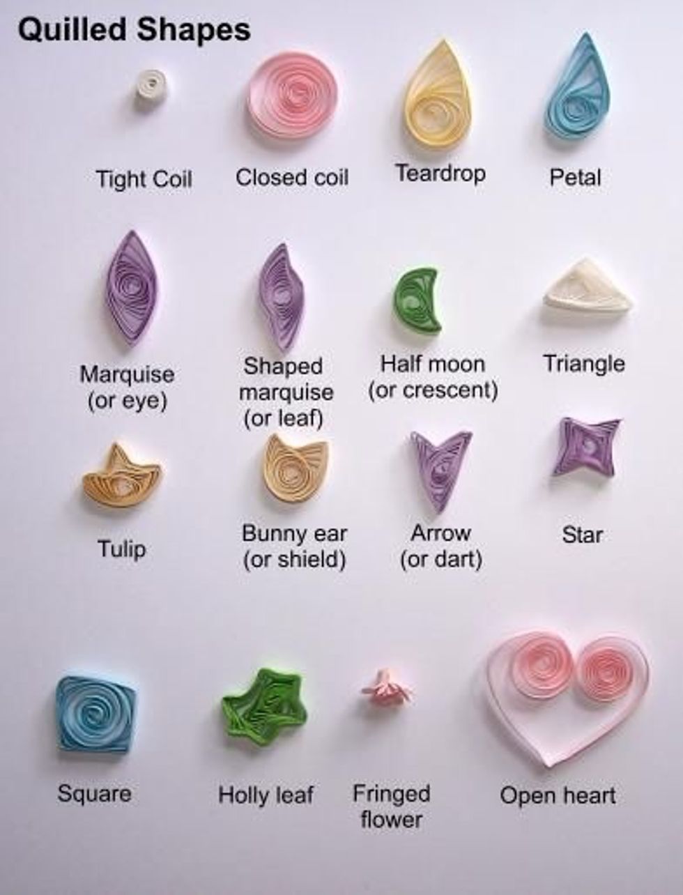 Create your Paper Quilled shape using these shapes or shapes of your own creation.