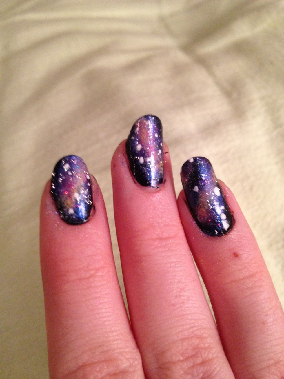 Creates beautiful galaxy nails! These are great if you love the beauty of the night sky or if you are secretly a scifi geek like me ;) They look very complicated but are surprisingly simple to Make :)