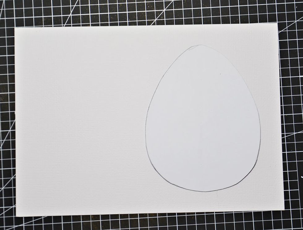 Creating the inside of the card. You will need a scrap of card stock big enough to allow you to trace 2 egg shapes side by side.