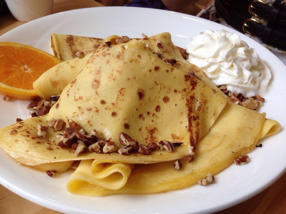 crepes, and other ingredients on it