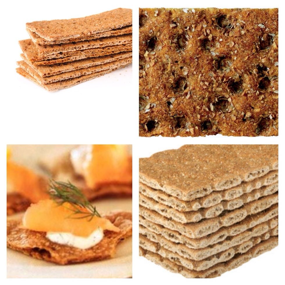 Crisp bread is versatile and yummy. It is easily available and you can make some healthy sandwich alternatives to these with less than half the calories of bread per slice. Also high in fibre :).