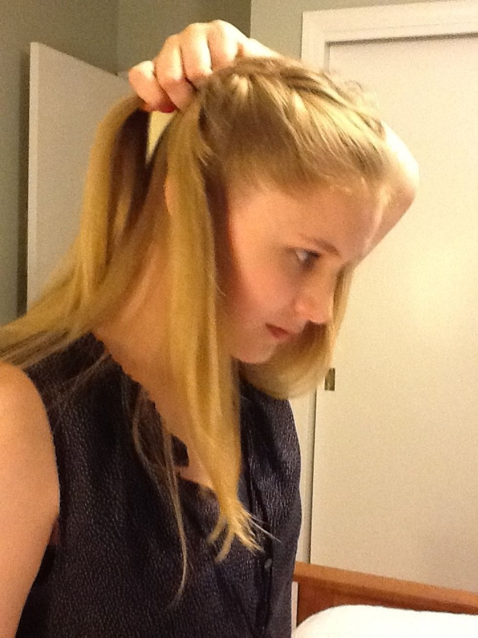 Cross it over so it becomes the middle section.