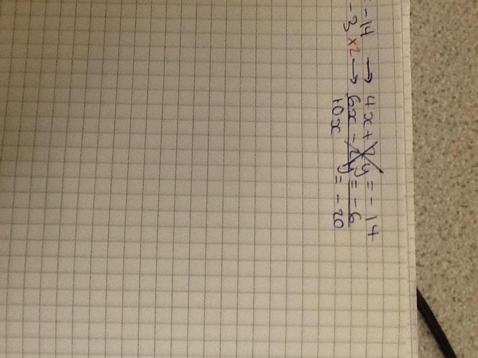 Cross out both Ys as they will equal 0 and find the answer to X and the equals