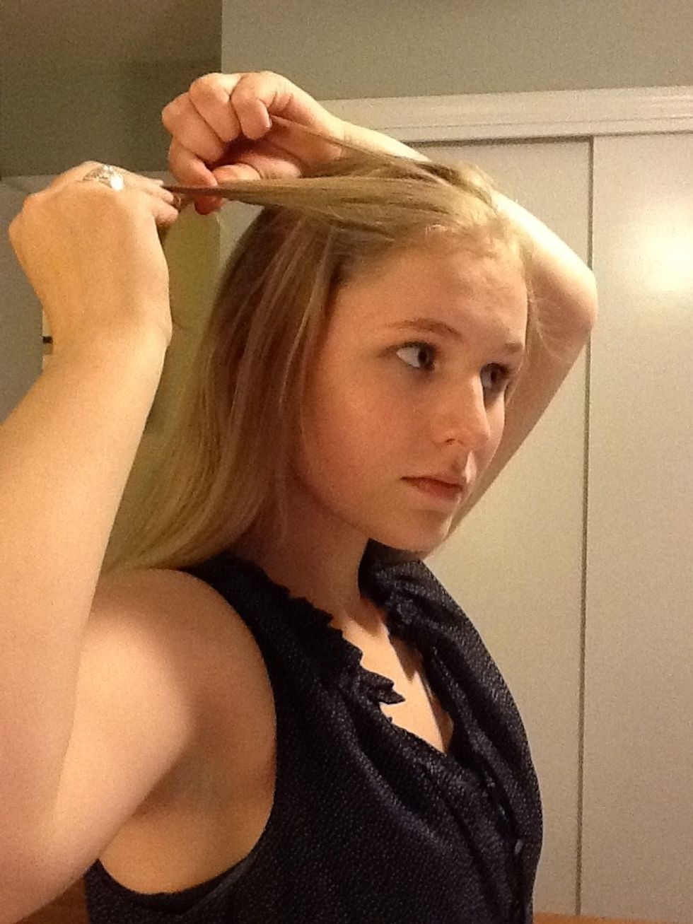 Cross the left section over the right section.