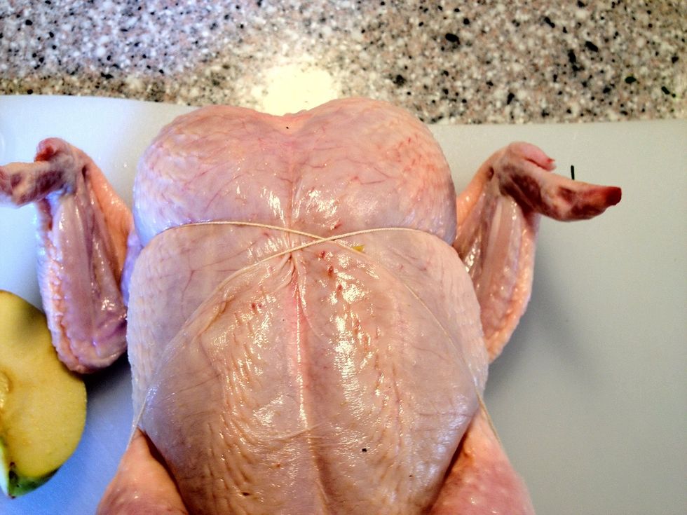 Cross the string over the breast, and down under the thighs