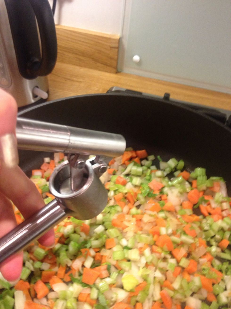 Crush in two cloves of garlic or finely chopped garlic if you don't have a crusher
