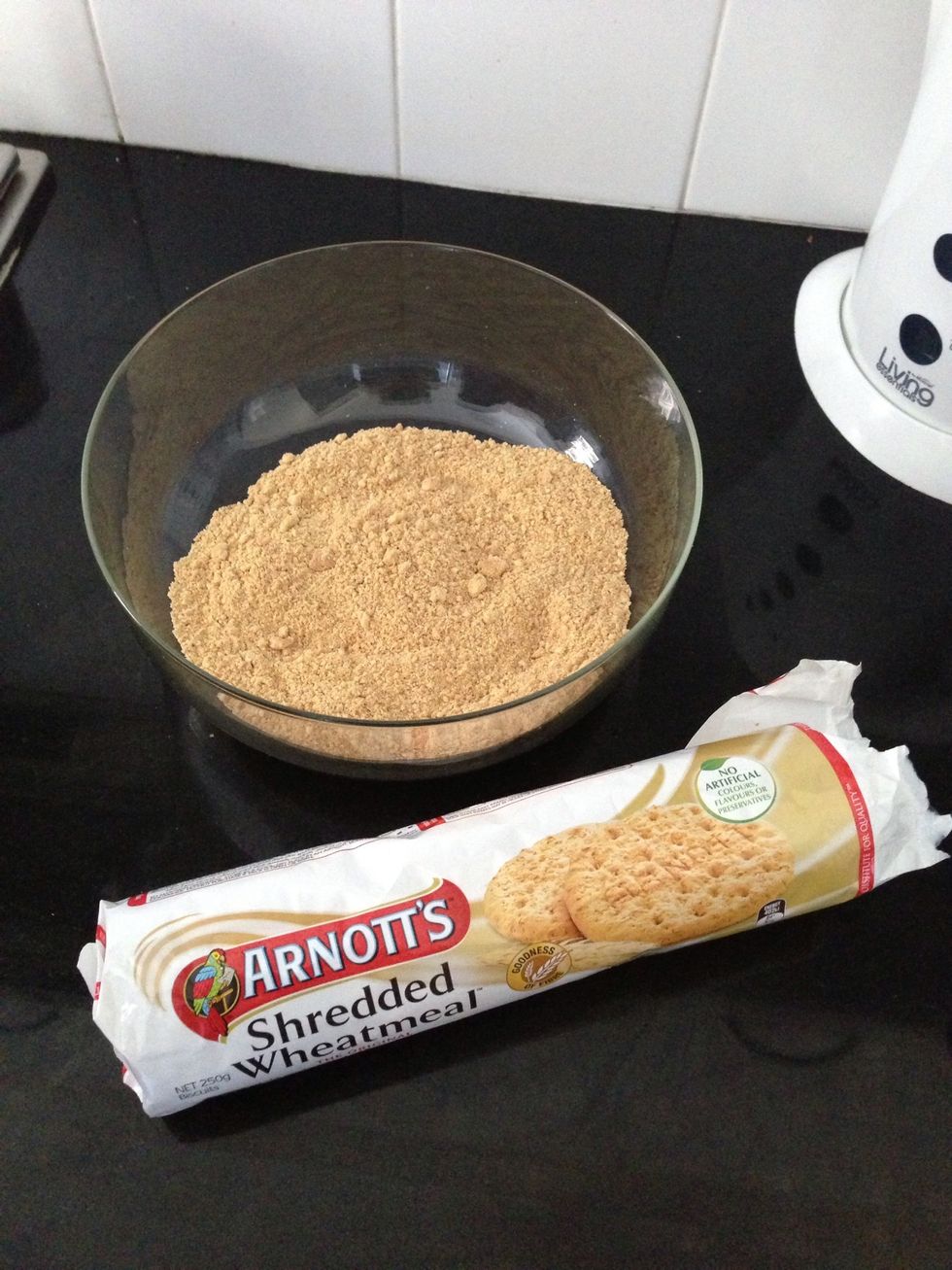 Crush the biscuits until it is soft