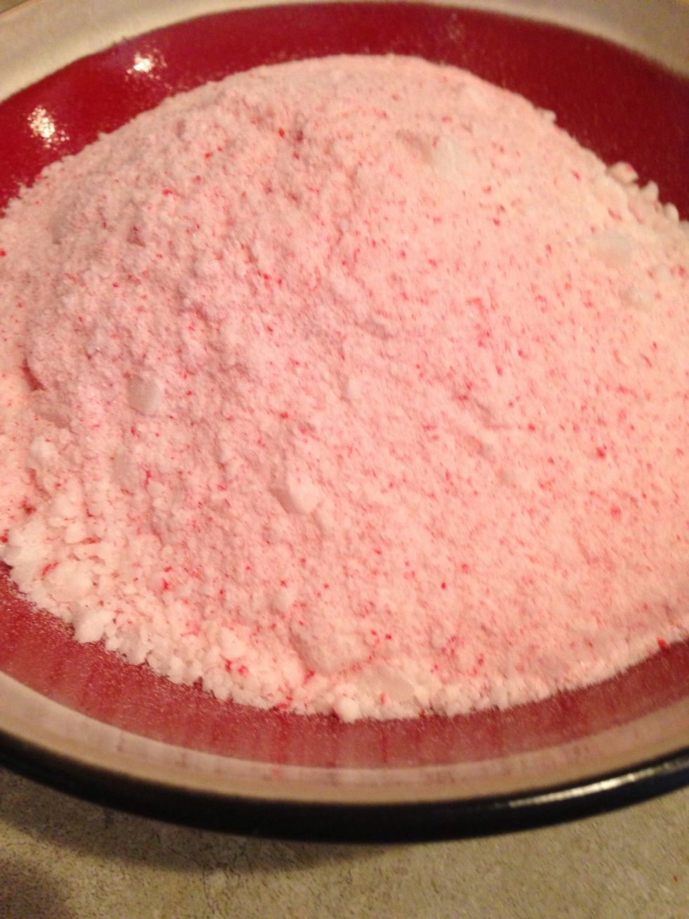 Crush the candy as fine as granulated sugar and keep aside