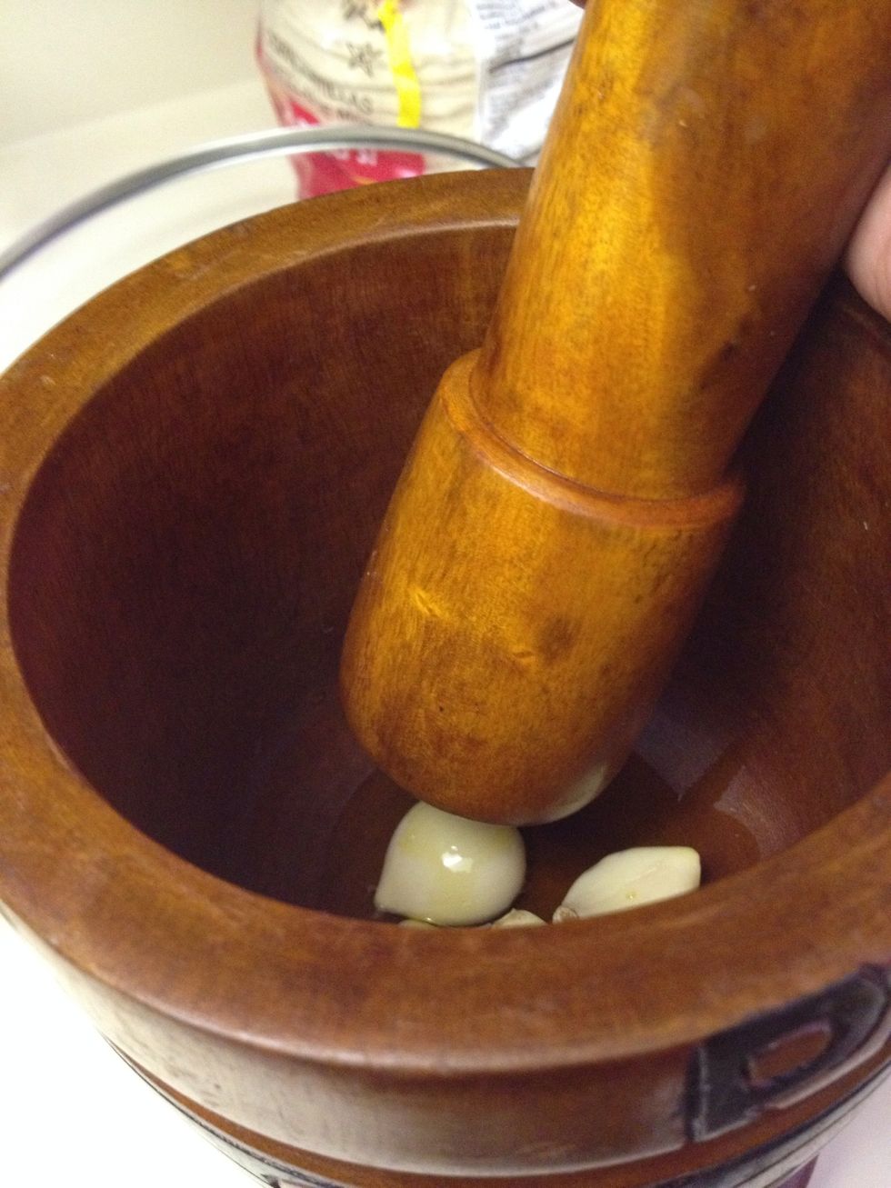 Crush the garlic as much as possible.