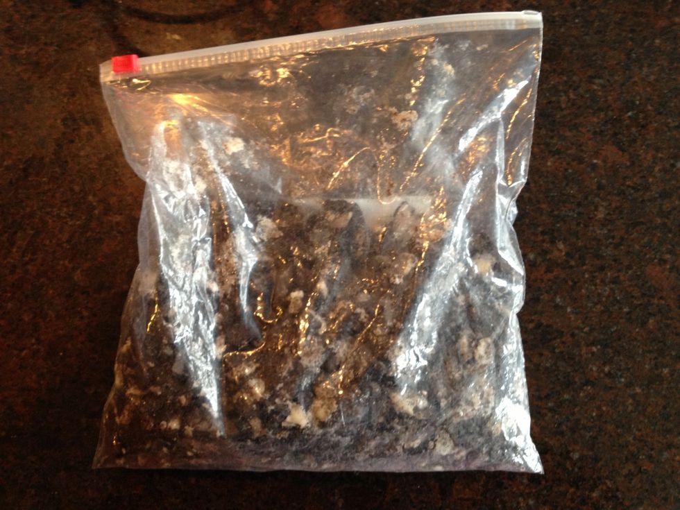 Crush the Oreos in a large plastic bag