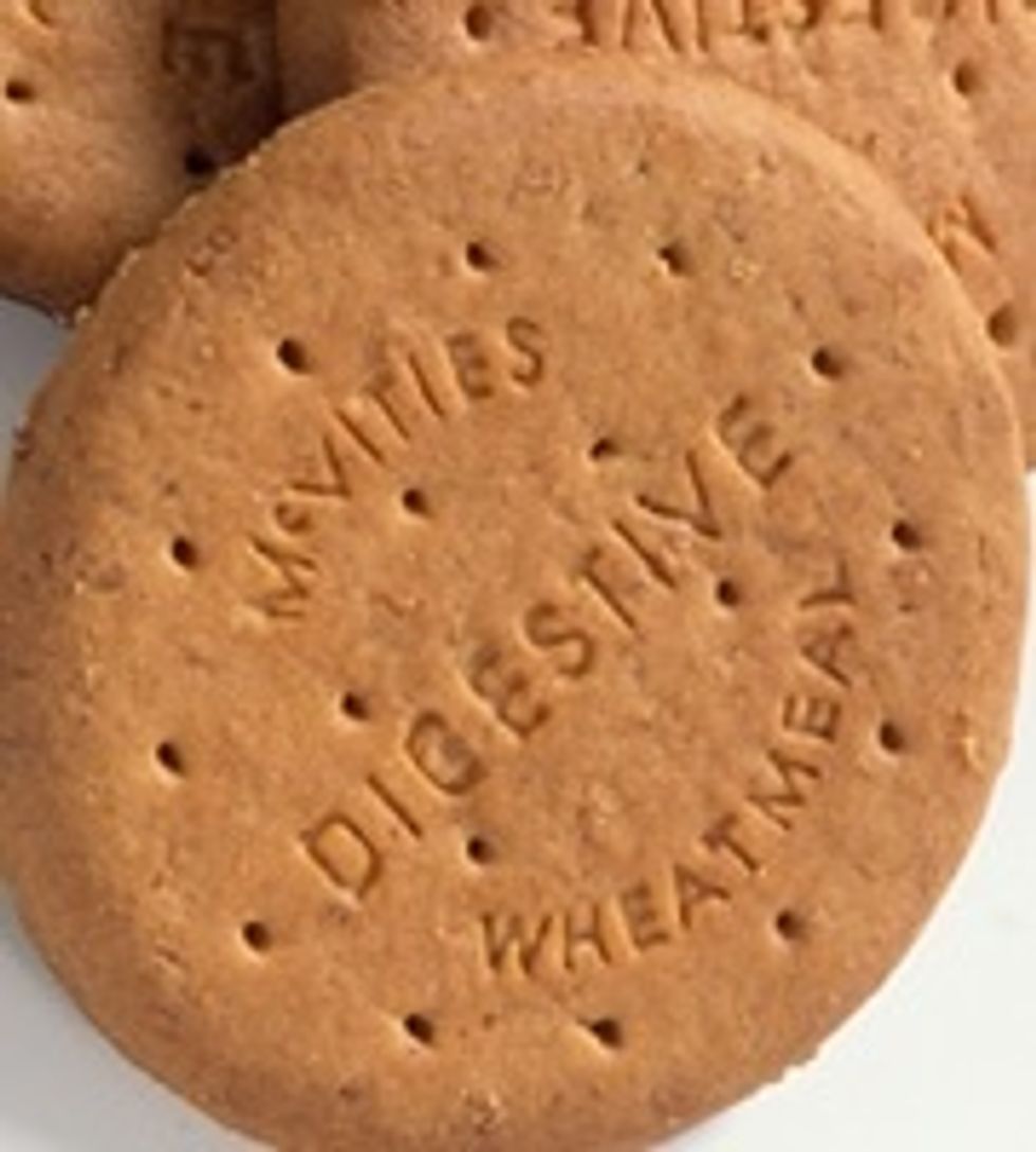 Crush up the digestives in to small pieces and set aside in a bowl