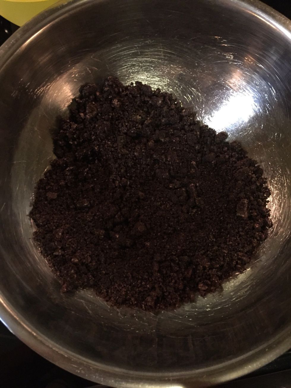 Crush up the Oreos by hand of using a blender