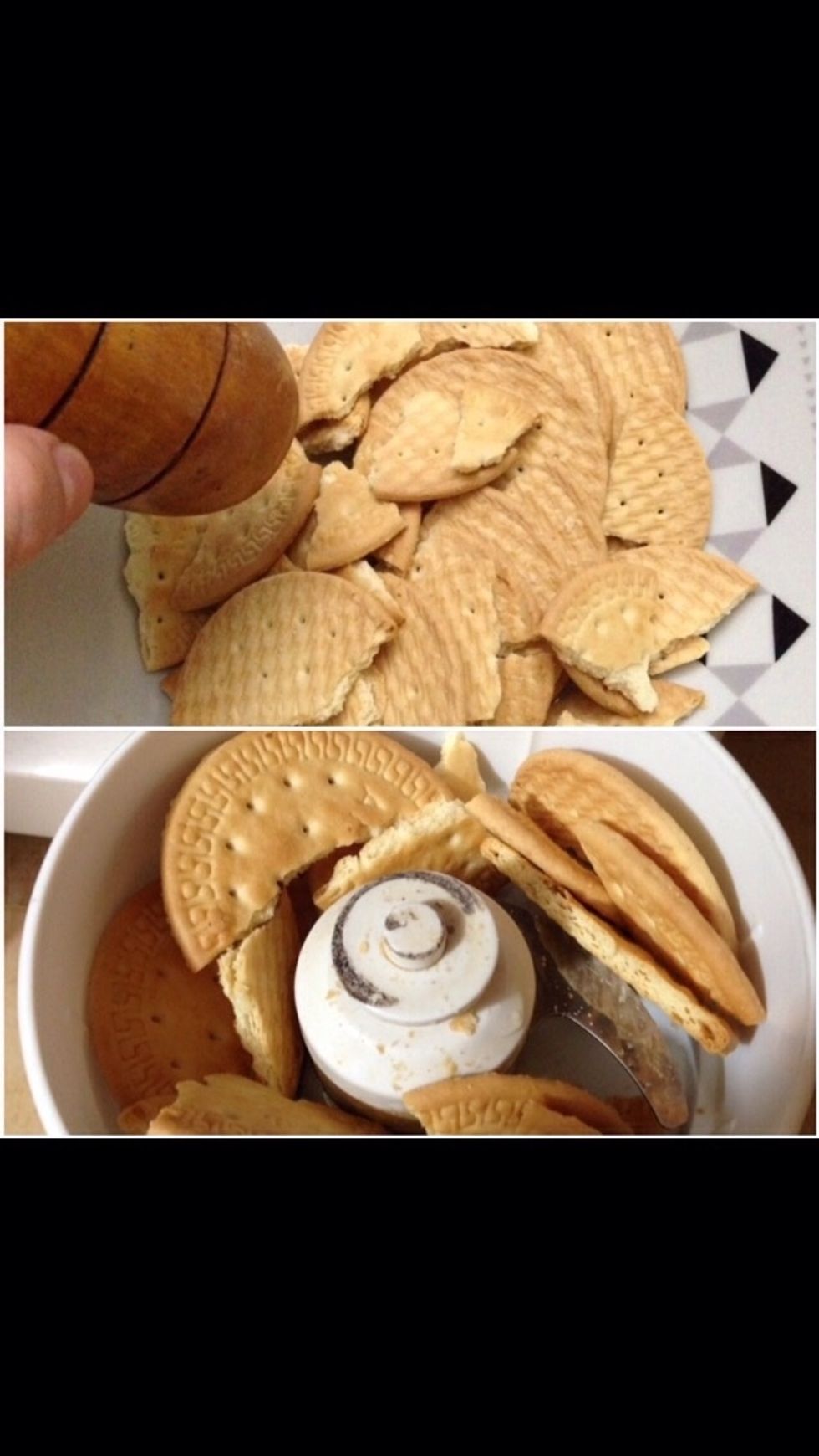 Crush your vanilla cookies you can use a blender too