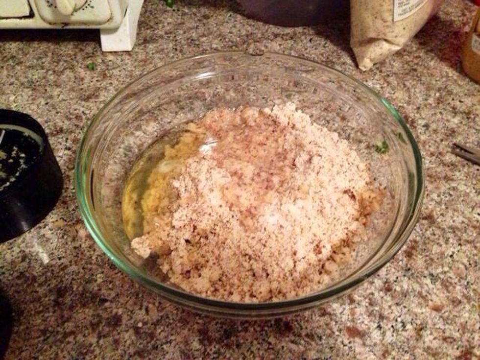 CRUST: and finally, add in your blended nut & flax seed mixture