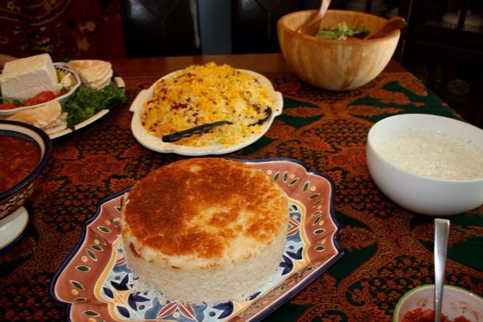 Crust at the bottom of rice - known as tadig.