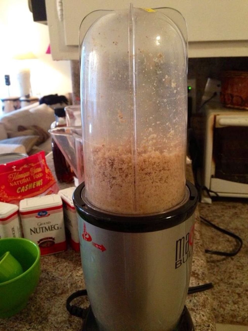 CRUST: blend until your mixture is almost creamy.