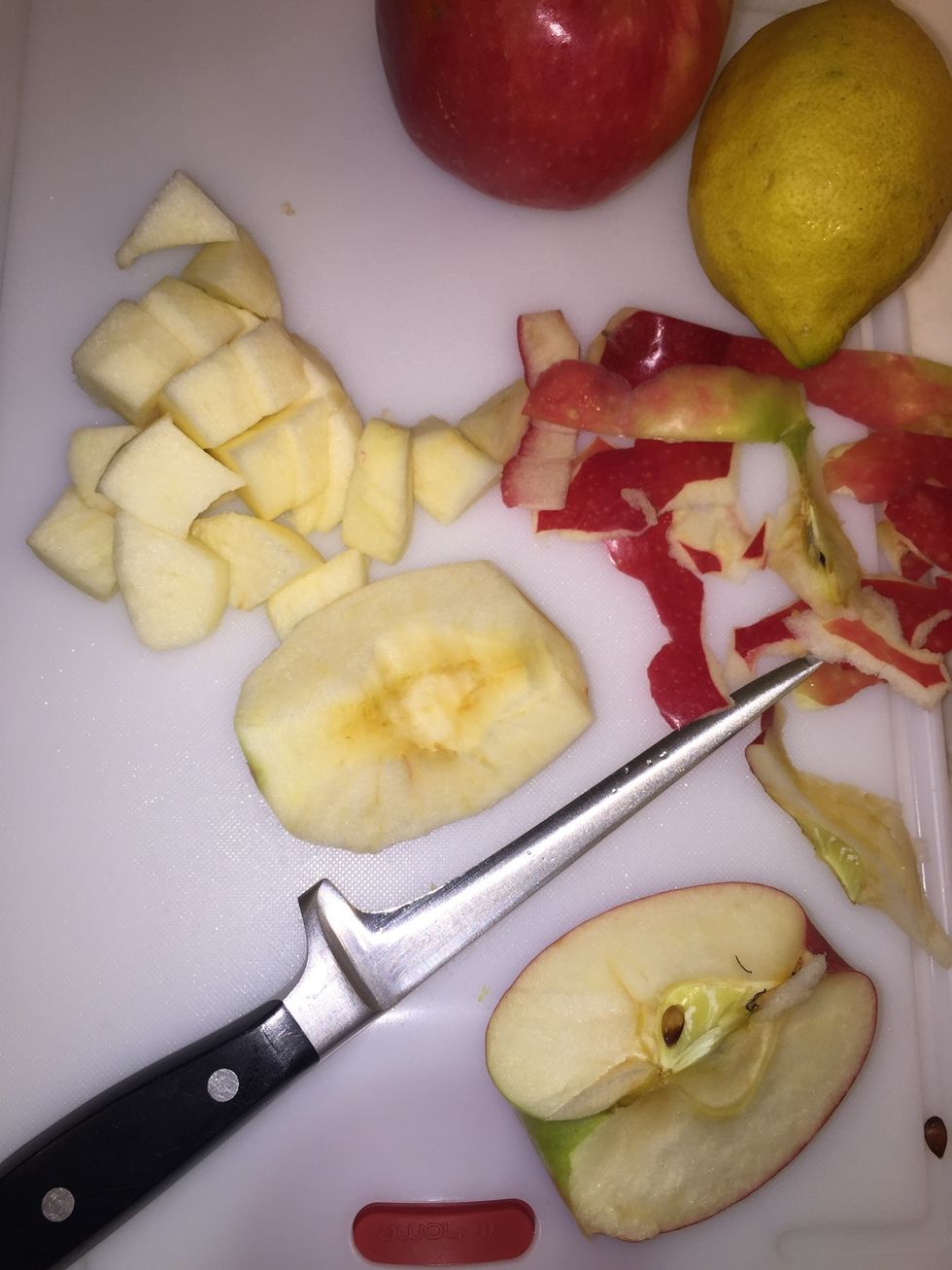 Cube apples and cook them on low with 1 tbsp sugar and 1 tbsp of water. Until they are tender. Leave to cool