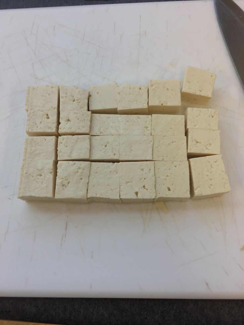 cube the half block of tofu