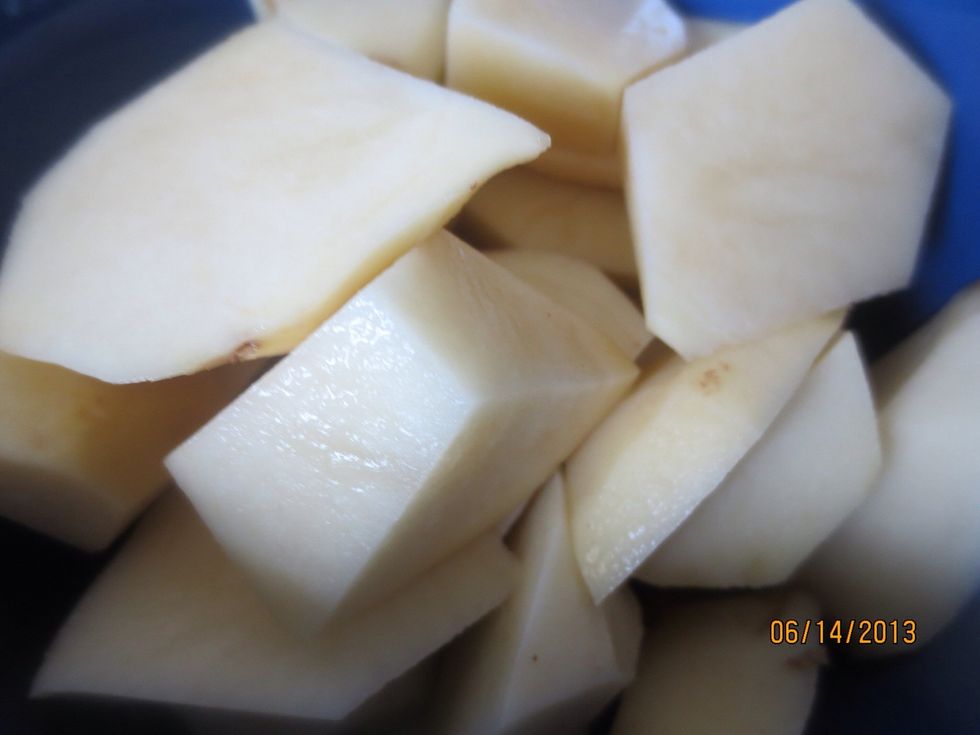 Cube the potatoes