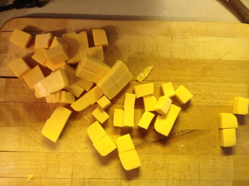 Cube the velveeta cheese
