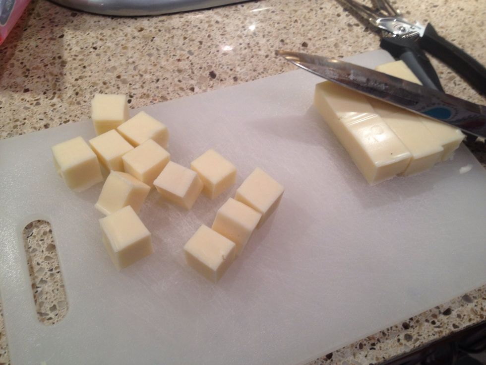 Cube up some mozzarella if you want to stuff your meatballs. I stuffed half.
