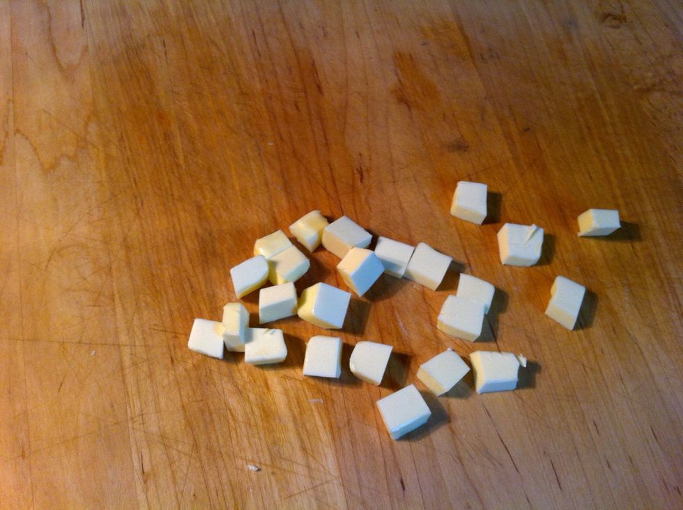 Cube up the other half stick of butter.