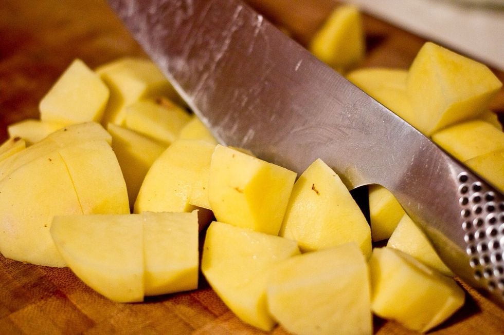 Cube up the potatoes