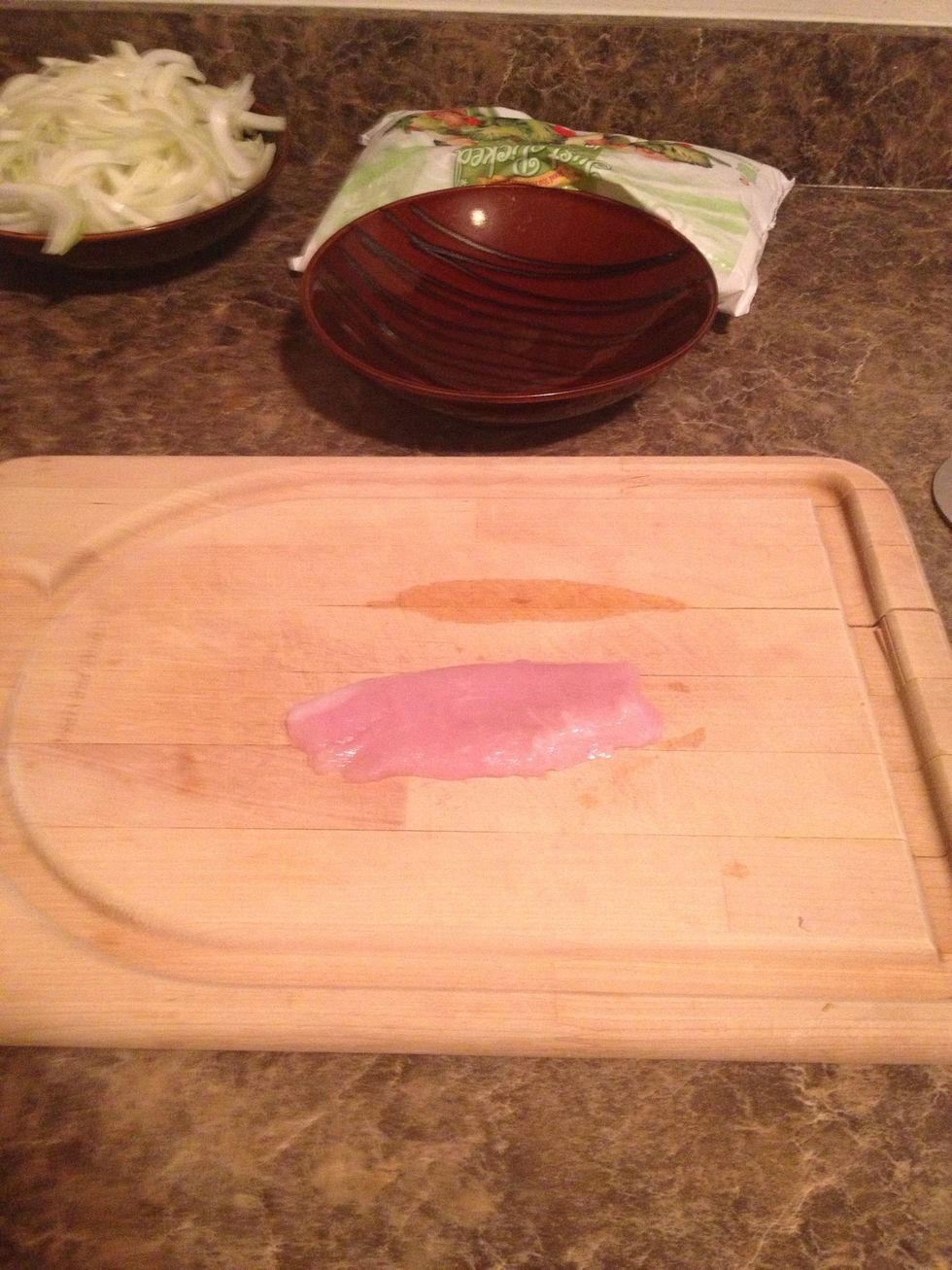 Cube your turkey breast tenderloins. I had to get cutlets since the store was out of the tenderloins. But this made my job easier!