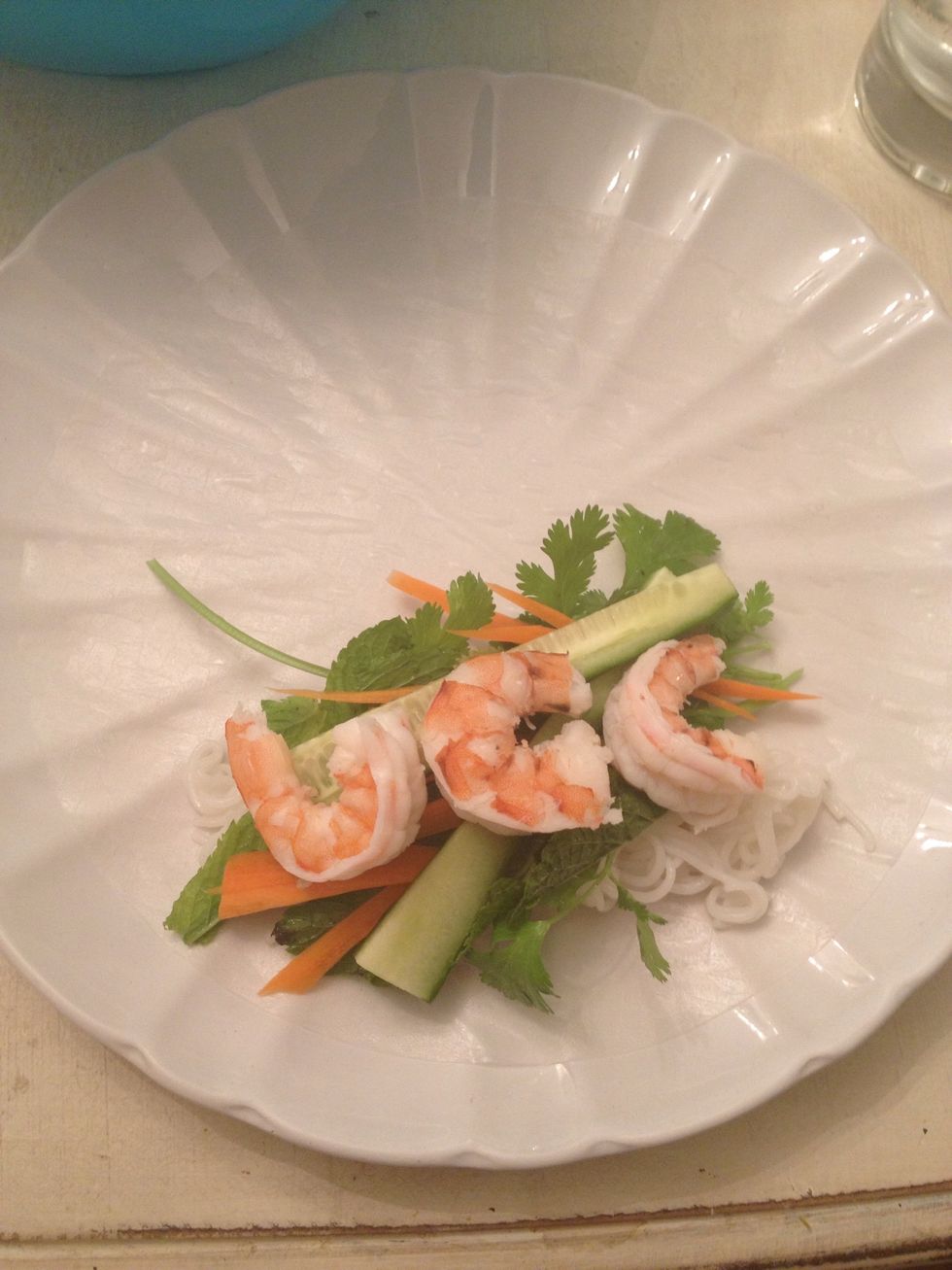 Cucumber and shrimp.