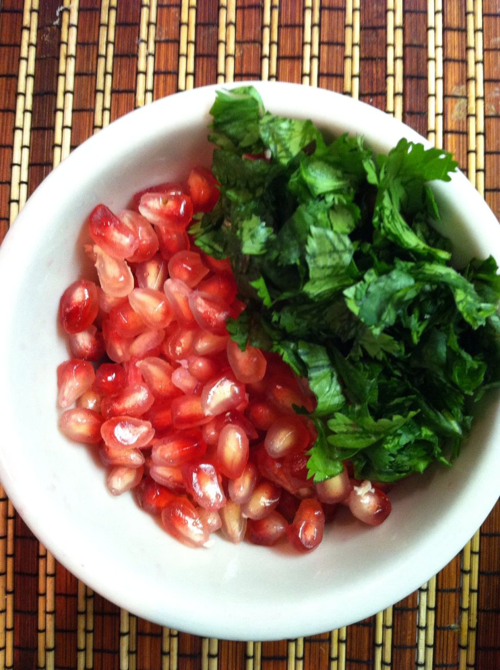 (Cucumbers are used in the traditional Afghan yogurt drink but I'm going to substitute it today for pomegranates and cilantro)