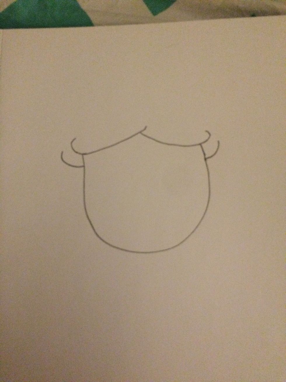 Curve bangs and add a cubed line under it.