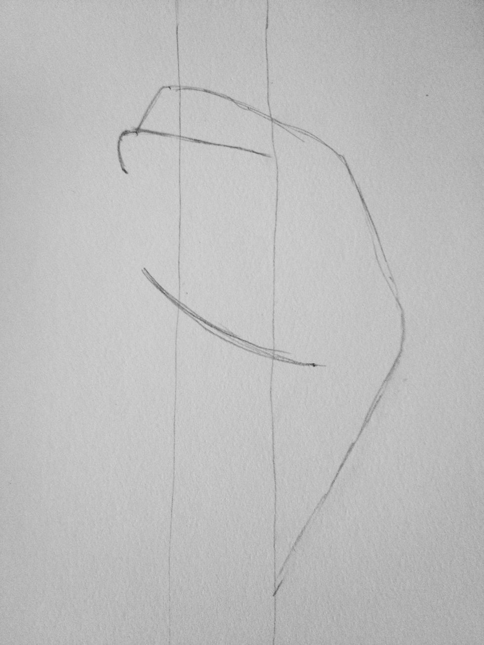 Curve downwards and inwards to make the knuckle.