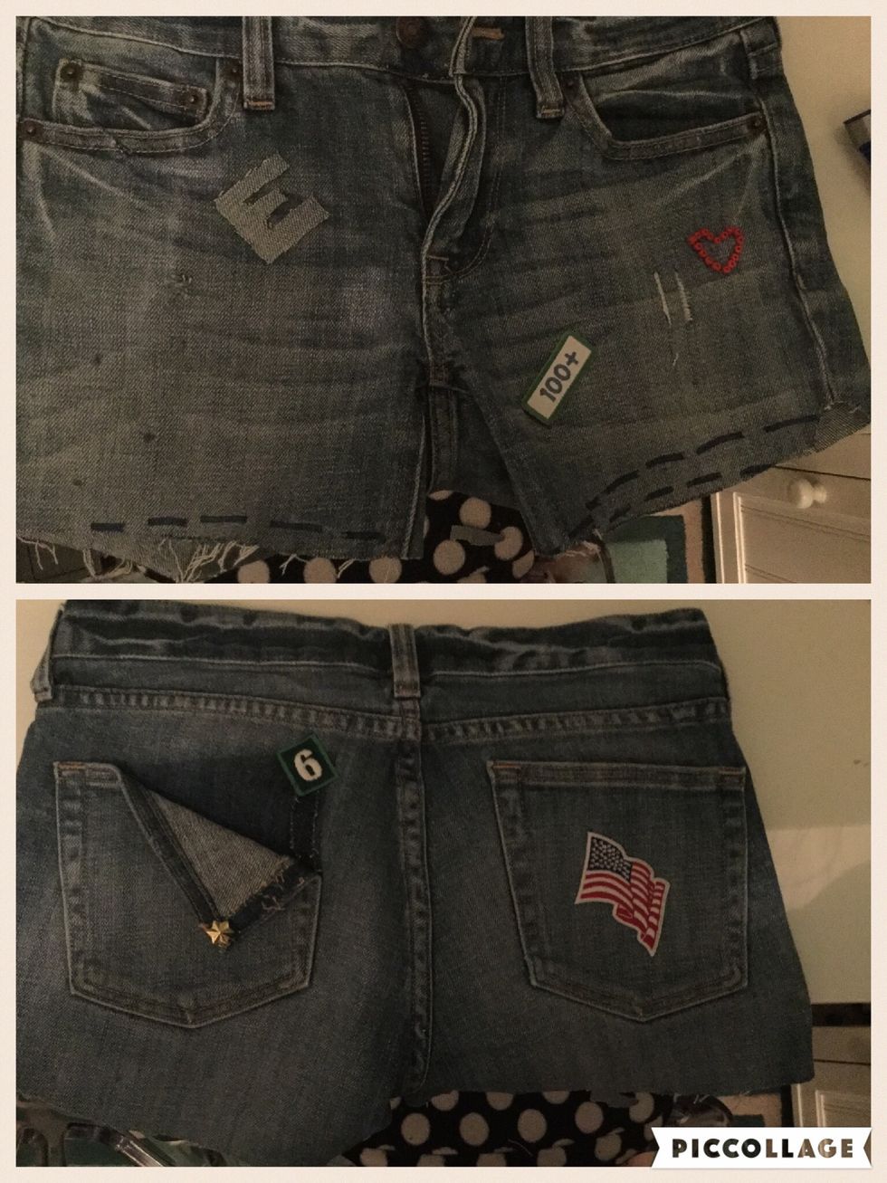 Customize the shorts with patches, buttons, beads, etc. using the glue or any other materials to put them on