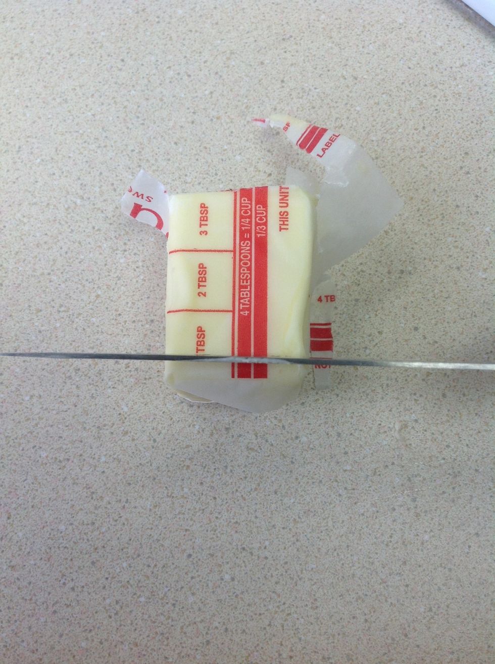 Cut 1/4 tablespoon butter