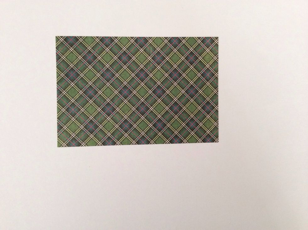Cut 1 green blue check from the paper collection at 5 x 3 3/8 inches.