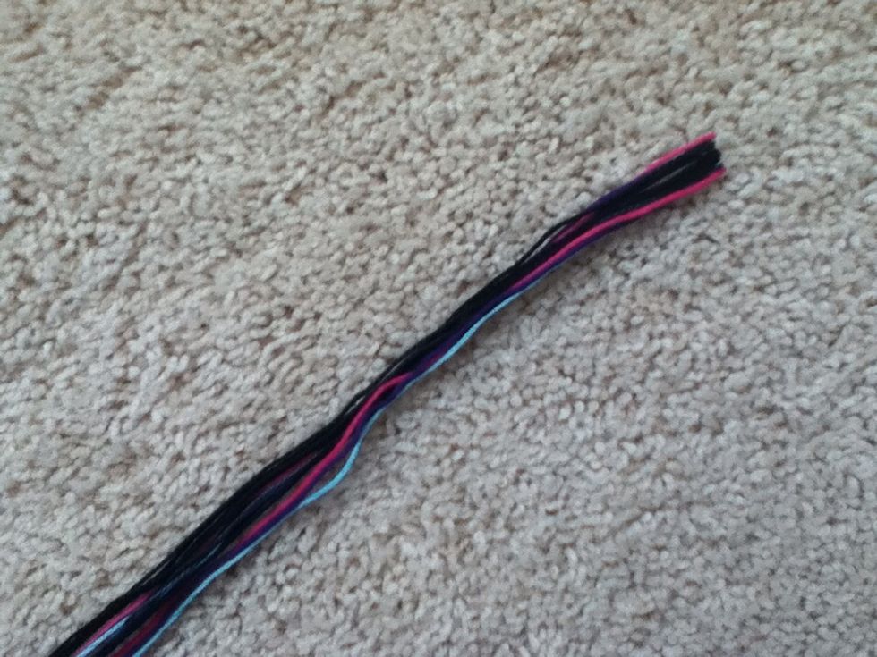 Cut 1 yard of each wave color then fold in half and cut at the top.