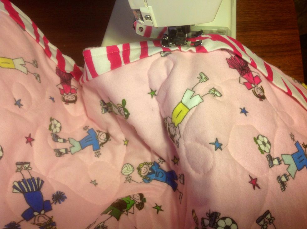 Cut 2.5 inch strips. You'll need 4 or 5 strips. Sew