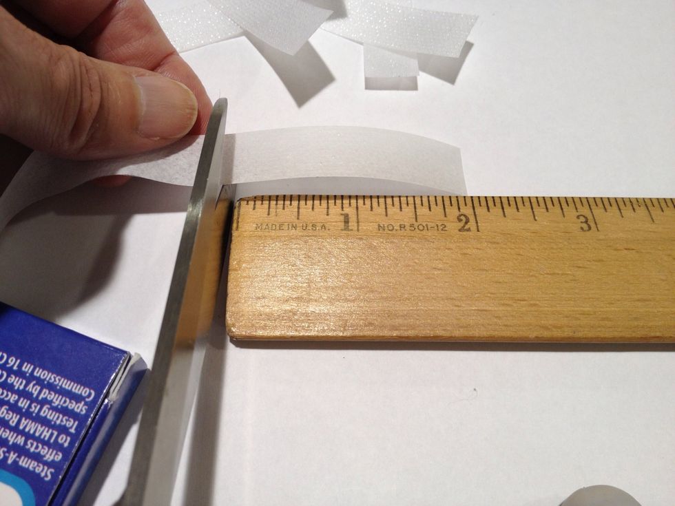 Cut 2" pieces of Steam-a-Seam. You will need 12 per panel.