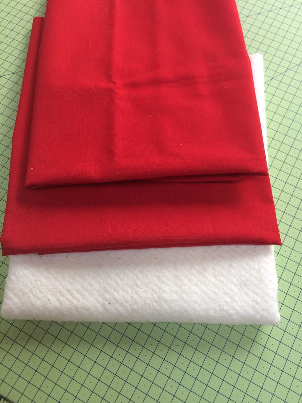 Cut 22x 41 inches of red fabric Cut 22 x 36 inches of red fabric and batting