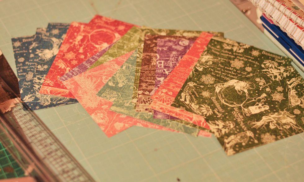 Cut 24 rectangles with the size 9.5\u044512 cm. Use the collection " Children's Hour Calendar Pad"