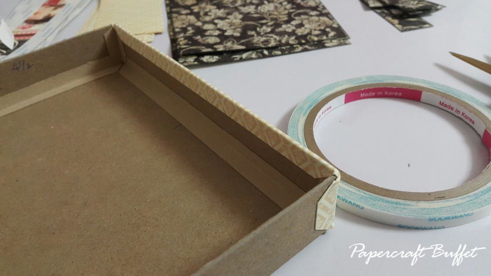 Cut 2pcs of 8"x2" paper to cover the front and back of each drawers.