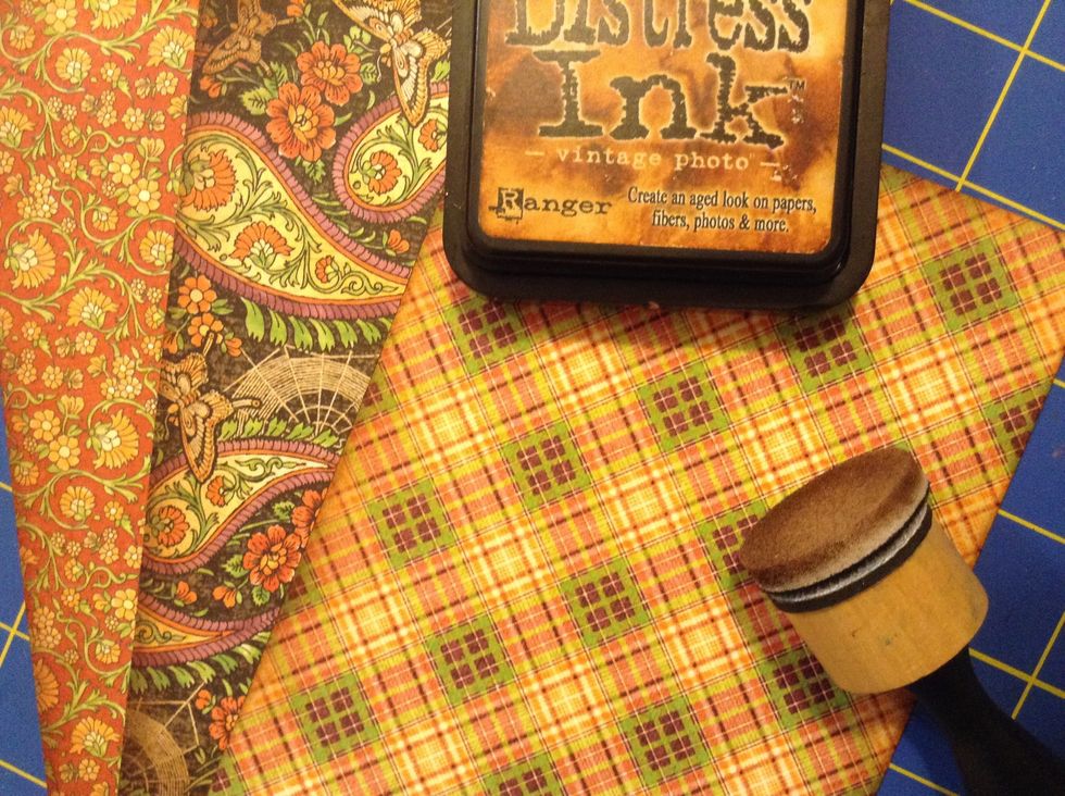 Cut 3 rectangles measuring 4 1/2 x 6 3/4 from coordinating patterned paper.